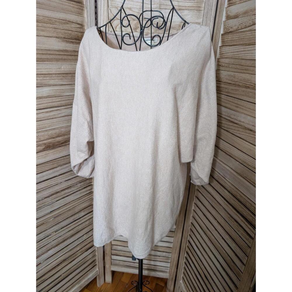 Max‎ Studio Ruched Sleeve Scoop Neck Top Medium